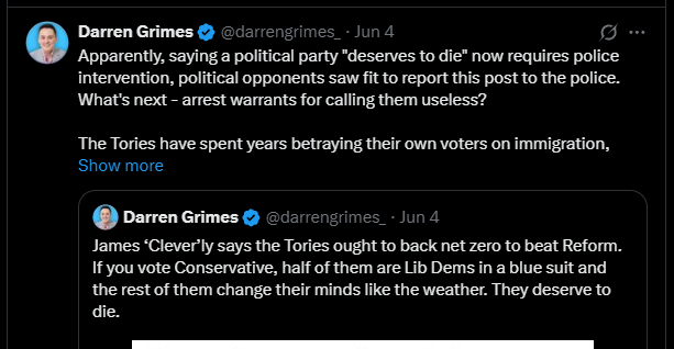 Darren Grimes "they deserve to die"