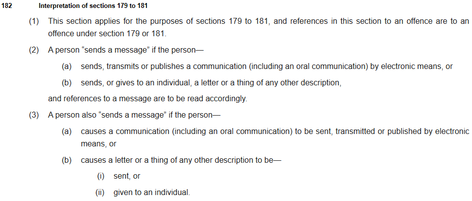 Online Safety Act 2023 - Section 182